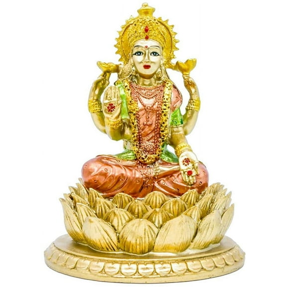 Hindu Goddess Laxmi Statue Sculpture Indian God Lord Lakshmi Home Office Temple Mandir Puja Items India Idol Figurine Murti Pooja Decor Diwali Gifts Yoga Zen Meditation Room Altar Shrine Kit