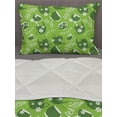 thumbnail image 3 of Tea Party Comforter & Sham Bedding Set, Tea Time Theme with Teapots and Cups Blooming Daisy Chamomiles, 3 pcs Duvet Set Microfiber Filling Quilt, 5 Sizes, Lime Green Dark Green, by Ambesonne, 3 of 4