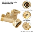 thumbnail image 4 of Garden Hose Splitter,2 Way Brass Hose Y Splitter Hose Adapter With 2 Valves 3/4in Hose Faucet Splitter For Outdoor Indoor, 4 of 10