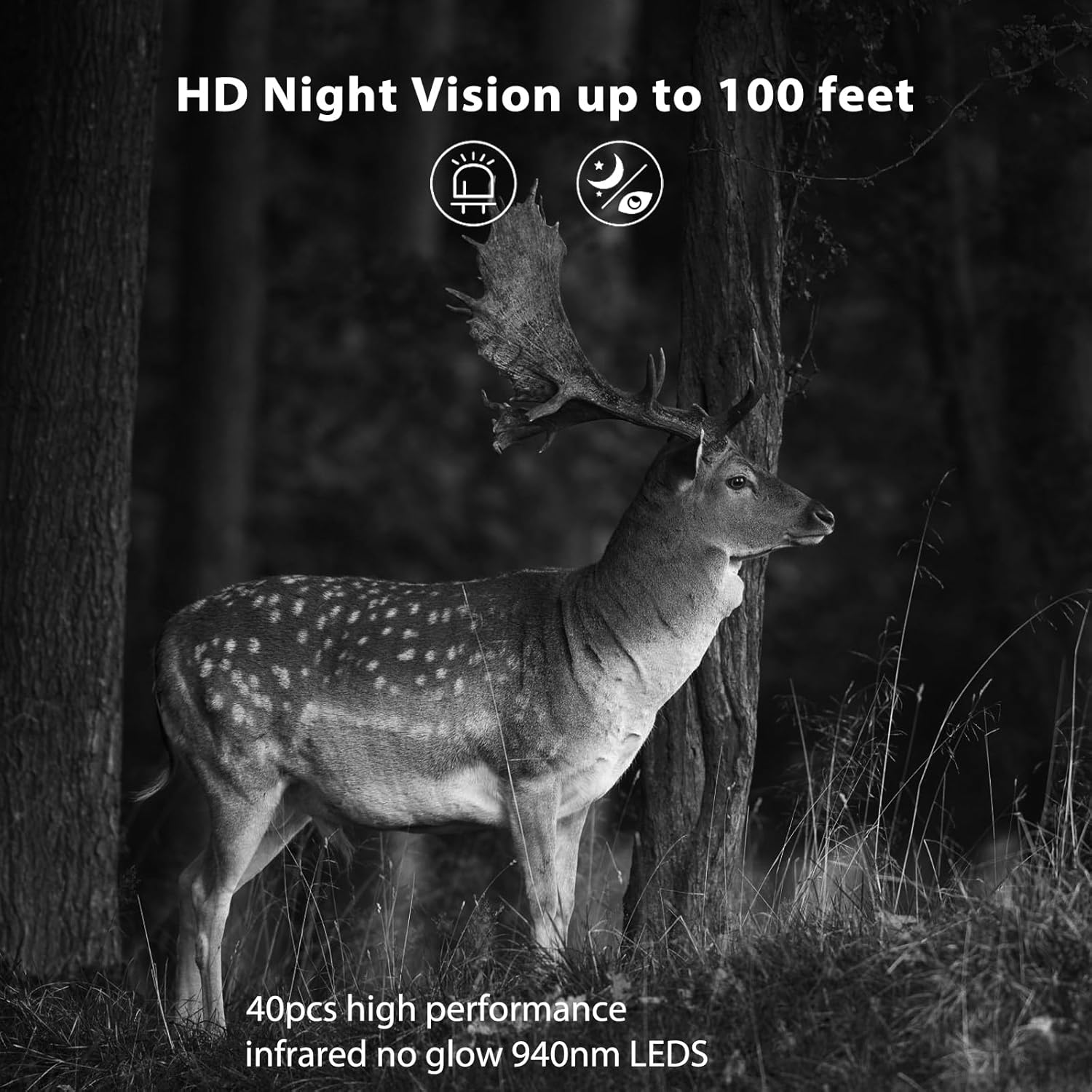 Trail Camera Game Hunting Cam 32MP 4K/2160P with Sound Recording for Wildlife, Yard, Home Security, No-Glowing Night Vision IP66 Waterproof 120° Wide Angle IR Detection Distance 100ft/30m