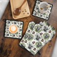 thumbnail image 5 of White Highland Cow Hat Leaf Pattern Kitchen Oven Mitt and Pot Holder Sets 4 Pcs for Baking, Cooking and Grilling, Heat Resistant Up To 392 °F, 5 of 7