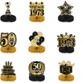 thumbnail image 2 of Adornos de panal de abeja de oro negro para cumpleaños Adornos de panal de abeja de 50 y 60 años Decoración para fiesta de cumpleaños de un año, 2 of 4