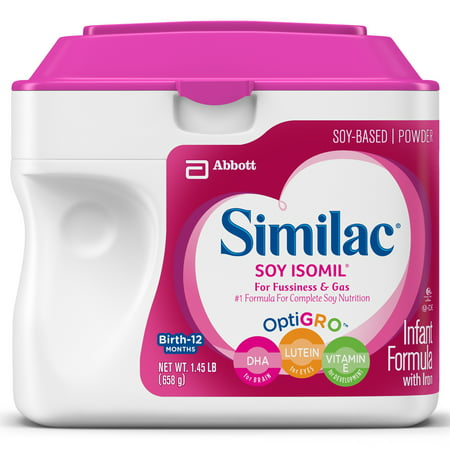 Similac Soy Isomil For Fussiness and Gas Infant Formula with Iron Baby Formula 1.45 lb (Best Treatment For Infant Reflux)