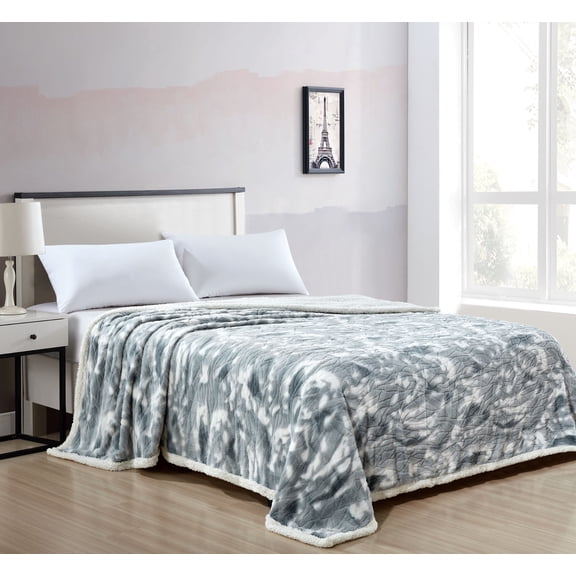 FAITH, HOPE, LOVE HOME DÉCOR Queen Size Alaska Faux Fur Sherpa Blanket (90" x 90") (Gray, Queen)