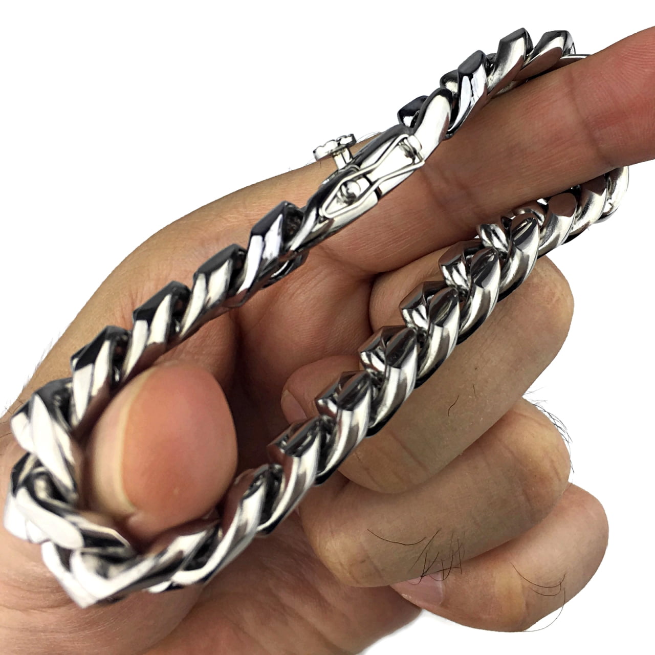 Men's Miami Cuban Link Bracelet Silver Heavy Stainless Steel 14MM  7.5"-9.5" inch