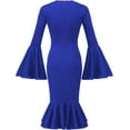 thumbnail image 2 of Women's Bell Sleeve Fishtail Dresses Bodycon Cocktail Party Pencil Dress, 2 of 10