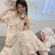 thumbnail image 4 of Camisón de encaje con volantes para mujer, ropa de dormir de estilo coreano, vestido de noche de una pieza, pijama de verano con lazo Floral, ropa de casa de manga corta, 4 of 4