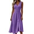 thumbnail image 2 of YuXingFu Cotton Dresses for Women Plus Size Maxi V-Neck Plus Size Womens Dress Sleeveless Flowy Long Casual Summer Purple S, 2 of 7