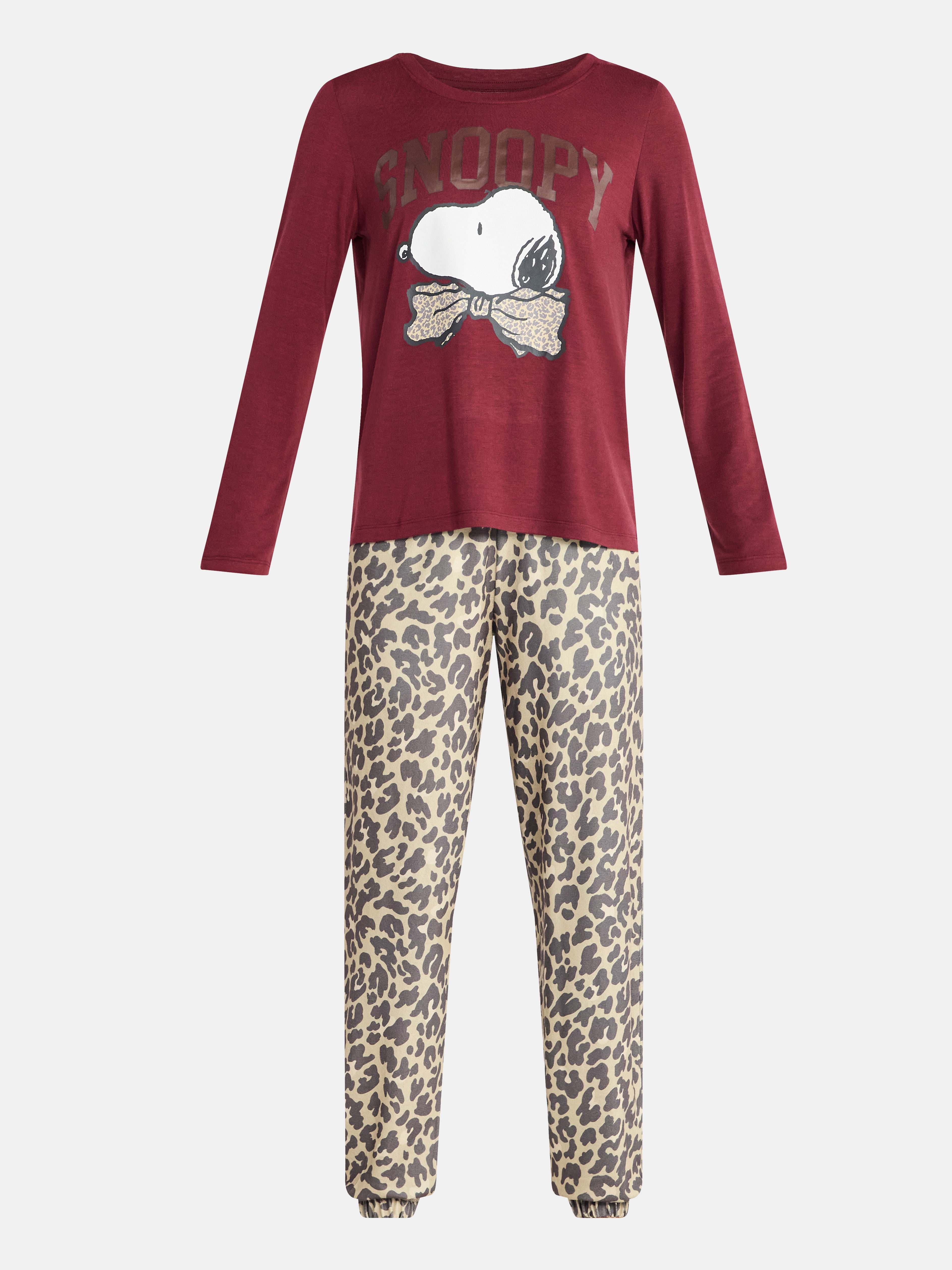 Grayson Social Snoopy Women's Bow Sleep Tee and Joggers Pajama Set, 2-Piece, Sizes S-3X