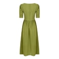 thumbnail image 2 of Verycand Women Square Neck Casual Pullover Summer Holiday Solid Midi Dress with Pockets, 2 of 4