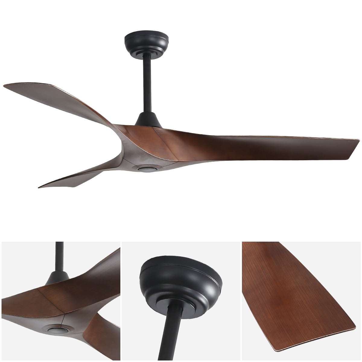 Sofucor 52" Downrod ABS Ceiling Fans with Remote,Reverse Airflow,6 Wind Speed,Sloped Ceiling Applicable