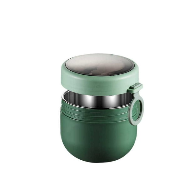Inteprter Fiambrera de 600ml de acero inoxidable, portátil, para escuela, senderismo, comida, frutas, contenedor de desayuno, fiambrera lavable para Mostrada Verde Inteprter HA072903-04