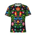 thumbnail image 3 of Naloa Roosters and Flowers Men's T-Shirt Sport T-shirt Men's Basic Tee Casual Men's Shirt, Round Neck, Short Sleeves - Large, 3 of 5