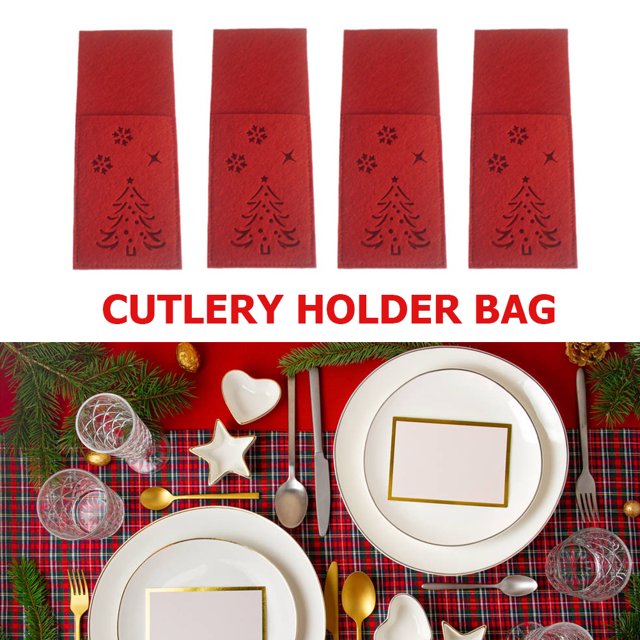 Cocina Tenedor Cuchillo Cubiertos Titular Bolsa Bolsillo Navidad Cena Mesa Decoración Wdftyju Para estrenar