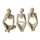 thumbnail image 4 of 3 piezas de estatuas de personas pensantes, esculturas, adornos de mesa, arte moderno coleccionable, hecho a mano Marrón, 4 of 9