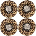 thumbnail image 2 of Shower Caps,Yellow and Brown Of Leopard Print Waterproof Shower Cap for Women 4 Pieces,Double Reusable Hair Cover for Shower PEVA Elastic Stretch Hem, 2 of 7