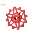 thumbnail image 1 of Ceramic Bearing Rear Derailleur Pulley for Road & Mountain Bikes - Lightweight Aluminum Alloy Guide Wheel with 12T/14T Gear Options, Smooth Rotation, Easy Installation (12T, Red), 1 of 6