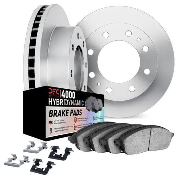Dynamic Friction Company Front Brake Rotors Kit | 4000 HybriDynamic Brake Pads includes Hardware 6812-40088