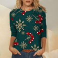 thumbnail image 1 of Pntutb - Camiseta holgada con estampado de moda para mujer, blusa de manga 3/4, cuello redondo, tops casuales Pntutb Pntutb-1929, 1 of 5