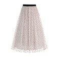 thumbnail image 4 of BLTIBY Women Tulle Midi Skirt High Waist Elastic Waist 3D Polka Dot Mesh Skirt A-Line Layered Bubble Skirt Graduation Dress Pink XL, 4 of 9