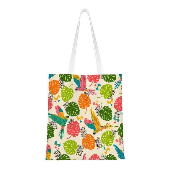 Cute Tote Shopping Bags for Women Retro Happy Parrot Jungle Reusable Aesthetic Tote Bag Library Tote Bag Gifts for Women Friends