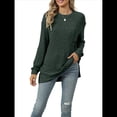 thumbnail image 2 of Camisa de Larga para Mujer, Suéter de Otoño, Túnica Informal, Top Holgado con Bolsillos. Verde M, 2 of 10