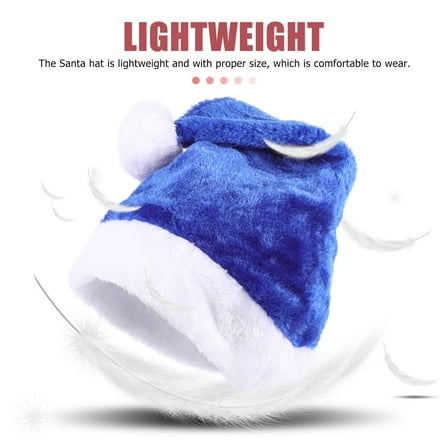 YSNOOWE Blue Plush Santa Hat 1Pack for Christmas and Community Events