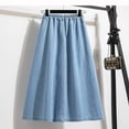 thumbnail image 5 of Jane Wardrobe High Waist Pleated Swing Denim Midi Skirt Women Side Pocket Vintage Jean Skirt Plus Size 1PC M-XXXXL, 5 of 6