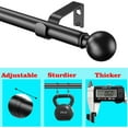 thumbnail image 3 of 2 Pack Curtain Rods for Windows 18 to 32 Inches, Adjustable Length, 6/8 Inch, 100% Mental, Matte Black, Never Bend, Thick Strong Telescoping Single Drapery Rod, 3 of 7