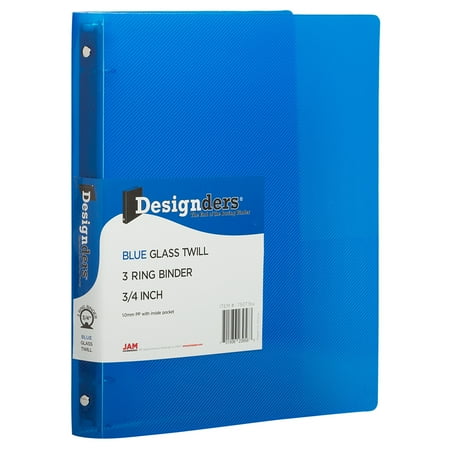 JAM Paper Plastic 3/4 in Binders, 3 Metal Rings, Blue, Sold individually