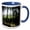 Blue/White, variant on 3drose, Pine Forest Edge, 11oz Magic Transforming Mug