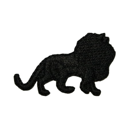 Big Applique - ID 3606 Lion Black Silhouette Patch Profile Big Cat Embroidered Iron On Applique