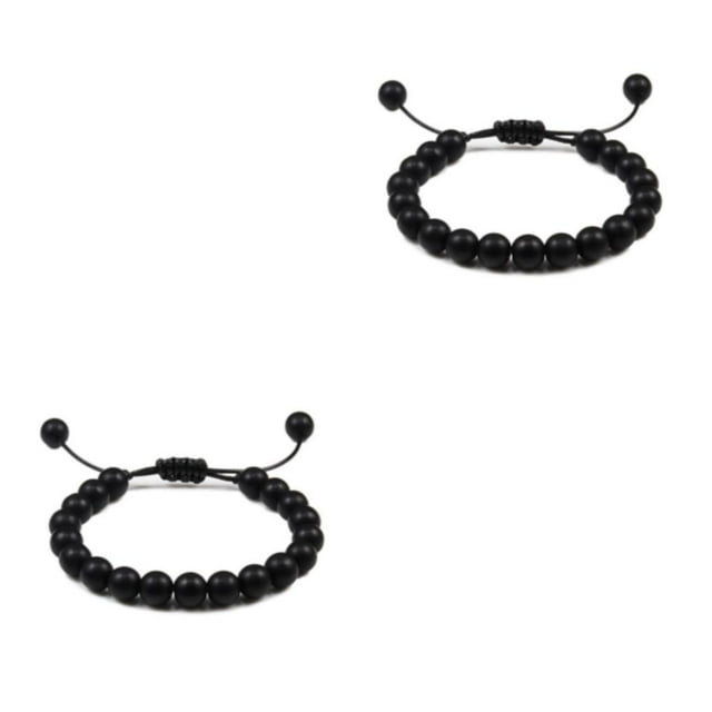 Sonducket Exquisita de cuentas para mujeres y hombres, regalo para unisex para hombres, piedras preciosas naturales, negro mate Negro mate 2Conjunto