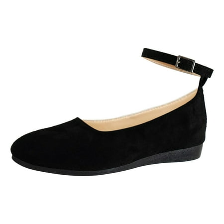 

Fauean Slip on Shoes Women Ladies Shallow Mouth Simple Round Head Low Heel Casual Shoes Black Size 41