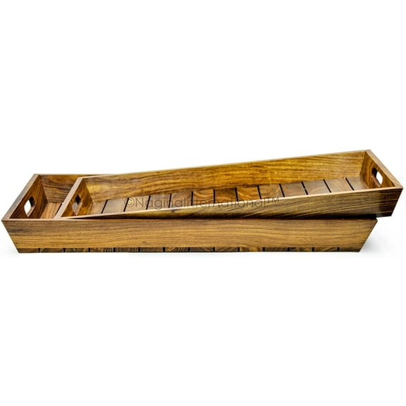 Wooden Tray Rectangular (Set Of 2) - Rosewood