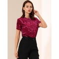 thumbnail image 2 of Día de San Patricio Camiseta Terciopelo Sólida Casual De Manga Corta Con Cuello Redondo Para Mujer Rojo XS, 2 of 6