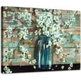 thumbnail image 1 of Bathroom Wall Decor Flower Canvas Wall Art Print Modern Gallery Wall Decor Wall Art Flower Theme Blooming in Blue Mason Jar Painting Picture Artwork Easy to Hang Size 12 X16 in, 1 of 6