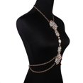 thumbnail image 4 of Collar de cintura pequeña para mujer, de moda europea y americana, con incrustaciones de diamantes, joyería, cadena de clavícula con flores exageradas, cadena corporal, 4 of 6