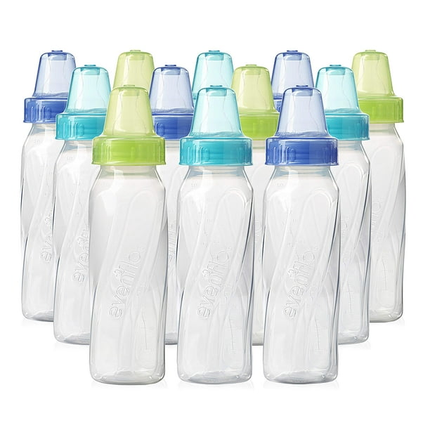 Biberones Evenflo Feeding Classic de plástico transparente, 240 ml (paquete de 12)