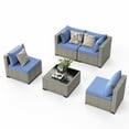thumbnail image 6 of Amopatio 5 Pieces Patio Conversation Set, Outdoor Sectional PE Rattan Wicker Furniture Seat,Haze Blue, 6 of 8