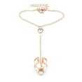 thumbnail image 2 of Women Ring Bracelet Solid Color Alloy Geometric Rhinestone Inlaid Lady Chain Ring for Prom, 2 of 7