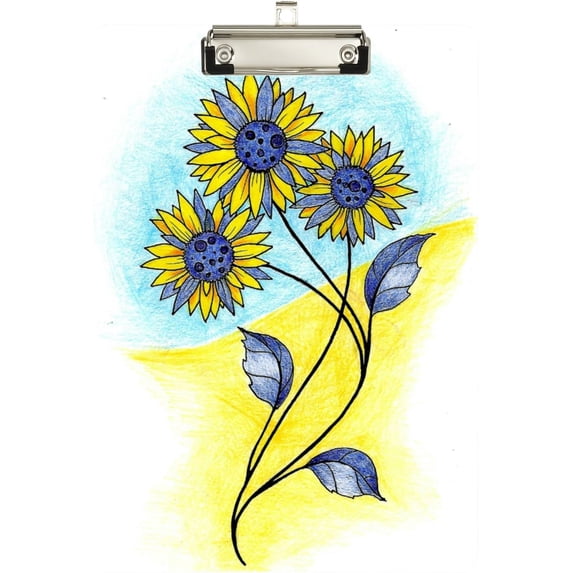 FMSHPON Yellow Blue Sunflower Clipboard Hardboard Wood Nursing Clip Board and Pull for Standard A4 Letter 13x9 inches