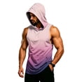 thumbnail image 2 of Gradient Muscle Shirt For Men, Sleeveless Pullover Hoodie Vest with Kangaroo Pocket - Quick Dry Bodybuilding Stringer for Summer Gym & Outdoor Training Purple XXXXXL, 2 of 7