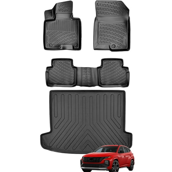 Car Floor Mats   Cargo Liner (Full SET) Compatible for Hyundai Tucson USA 2022-2025 Waterproof | All Weather