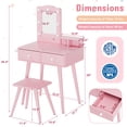 thumbnail image 2 of LAZY BUDDY Kids Vanity Set with Stool & Drawers, Toddler Vanity Desk Princess Makeup Dressing Table with Lights and Mirror for Girls 3+, 2 of 8