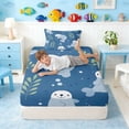 thumbnail image 5 of Manfei Cute Cartoon Seal Twin Sheet Sets for Kids Boys and Girls, Ocean Animal Print Bedding 3 Pieces, 1 Flat Sheet, 1 Fitted Sheet and 1 Pillowcase, 5 of 6