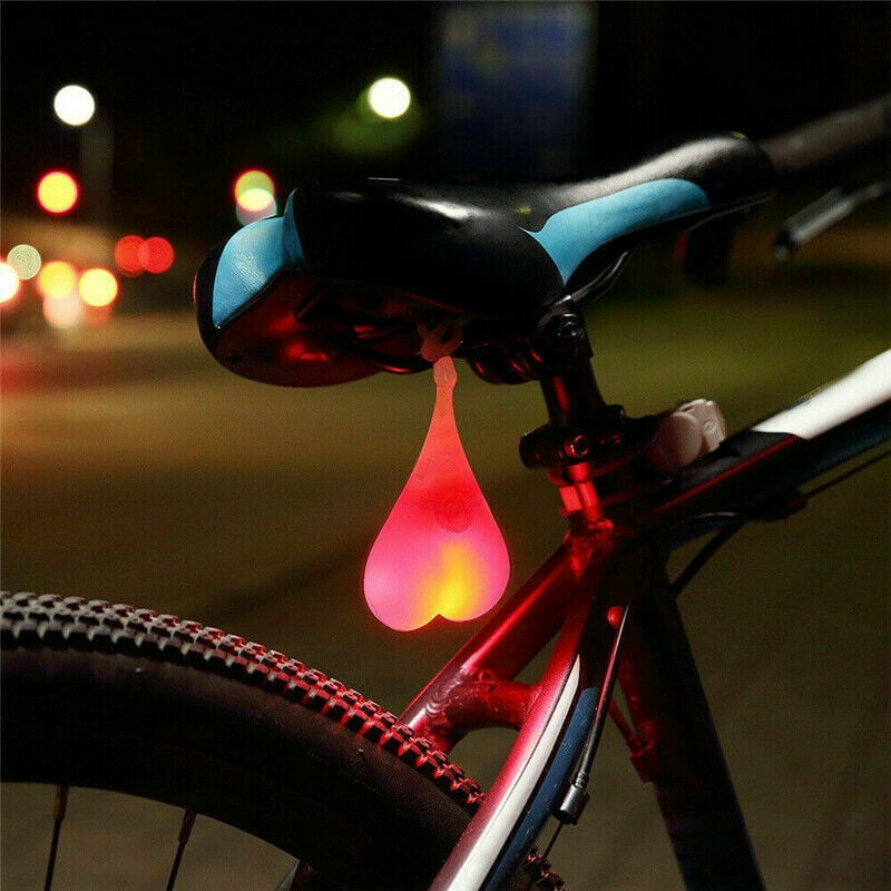 Silicone Bike Bicycle Back Rear Tail Cycling LED Light Heart Ball Egg Safe Lamp 