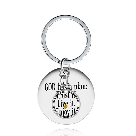 Uloveido Religious Inspirational Quote Keychain God Has a Plan Christian Faith Keyring Y669-Round
