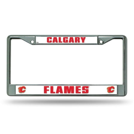 Calgary Hockey Flames - 12" x 6" Standard Size - Chrome Metal License Plate Frame