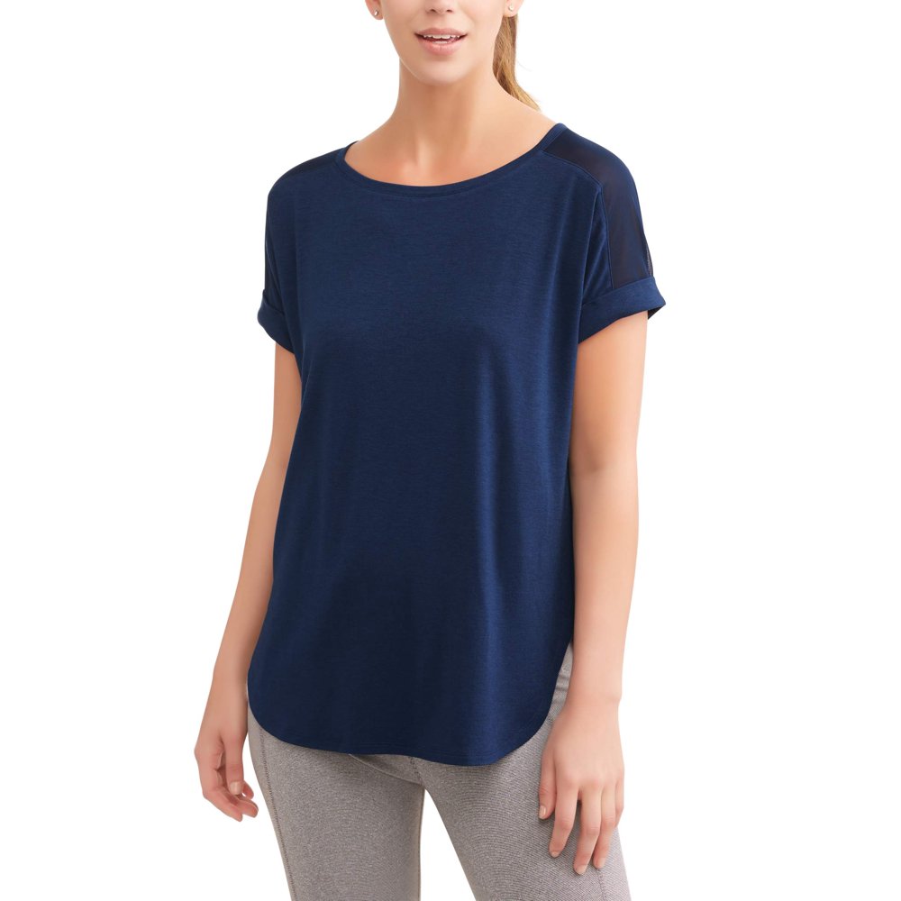 Avia Women's Active Short Sleeve Crewneck TShirt With Mesh Insert